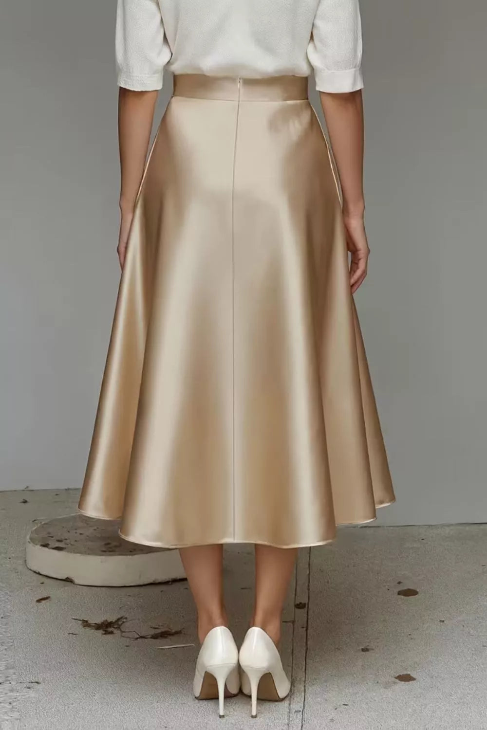 Satin A-Line Midi Skirt
