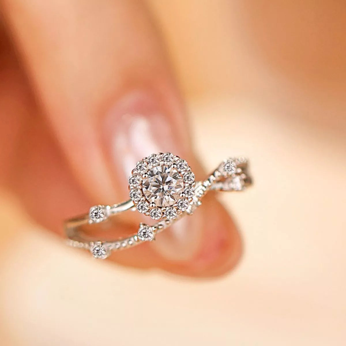 1 Carat 925 Sterling Silver Moissanite Layered Ring