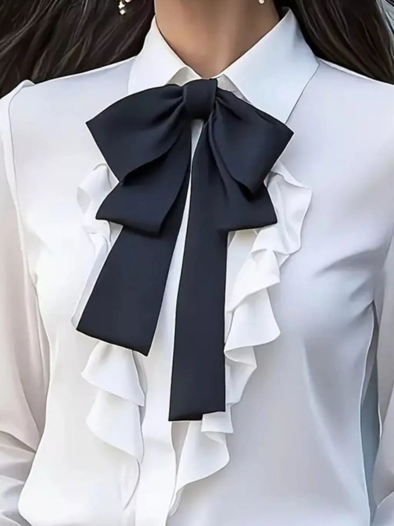 Ruffled Tie Front Long Sleeve Blouse