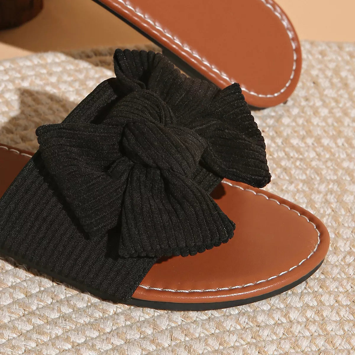Bow Knot Decor Flat Sandals