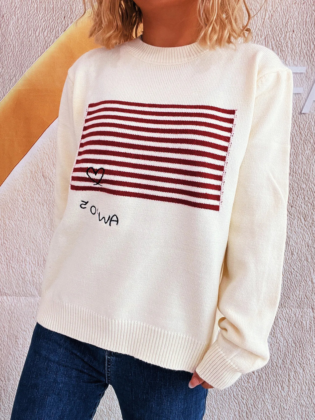 Striped Round Neck Long Sleeve Sweater