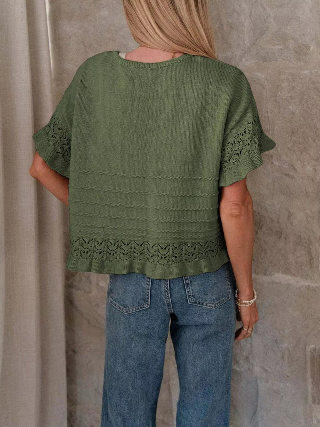 Lace Trimmed Knit Top