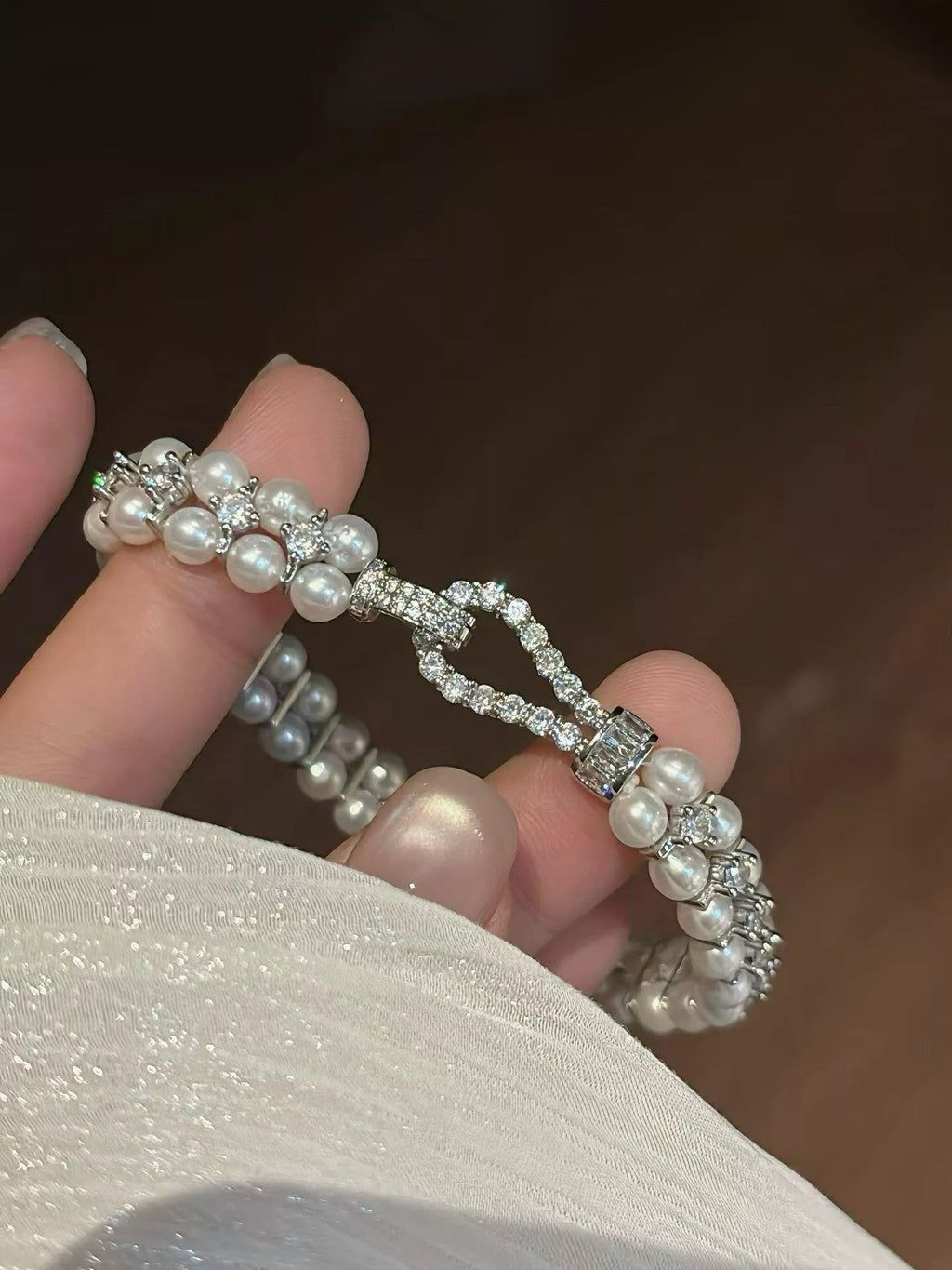 Pearl & Zircon Embellished Bracelet