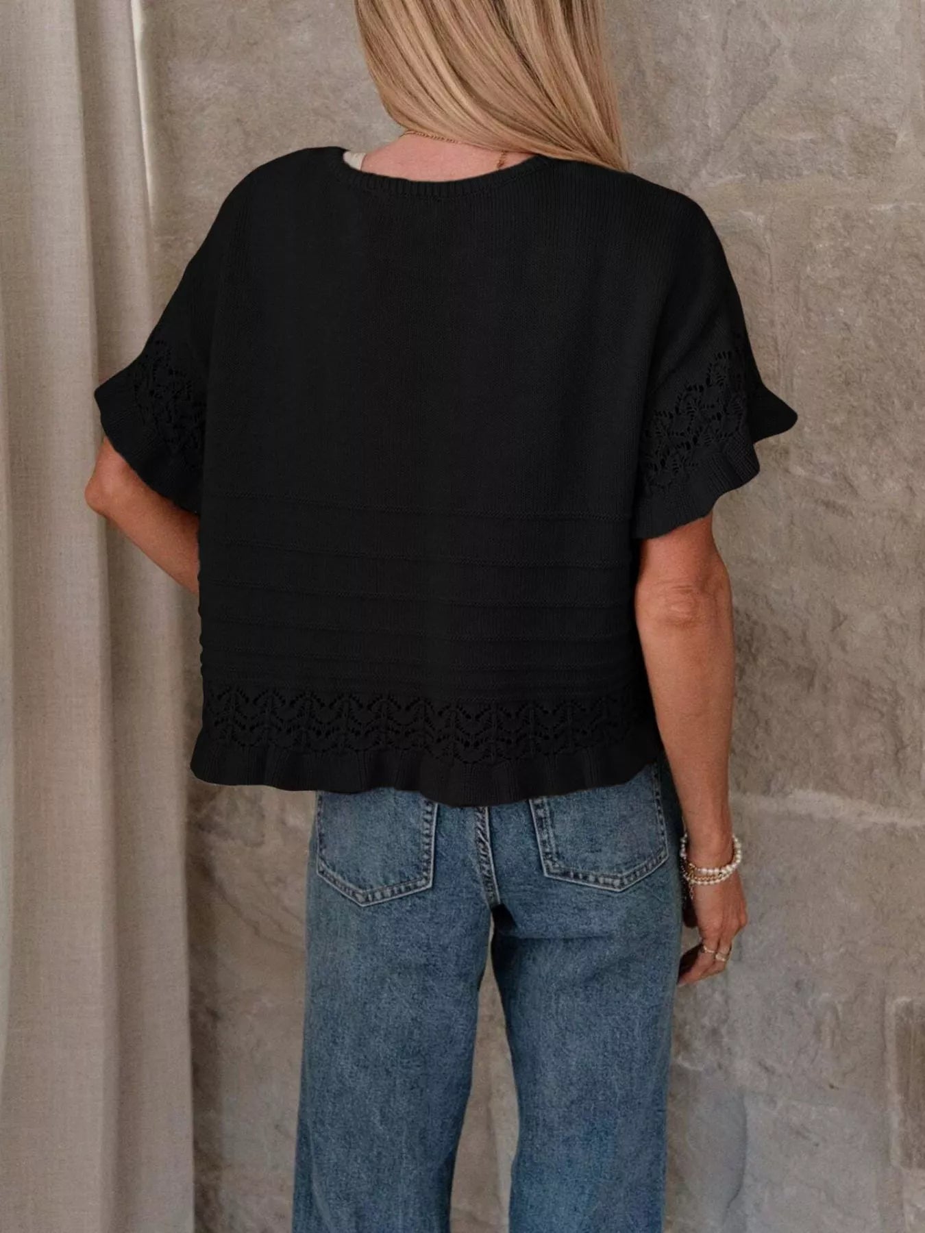Lace Trimmed Knit Top