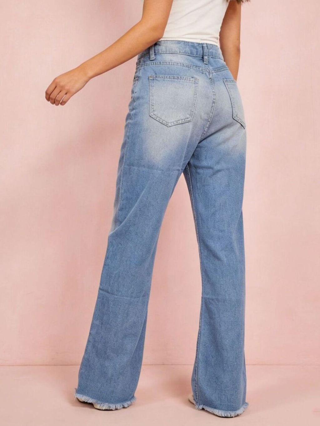 Distressed Raw Hem Bootcut Jeans