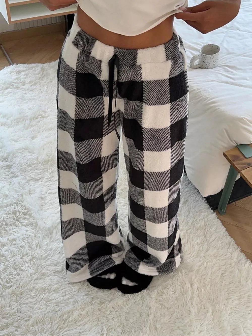 Leopard Wide Leg Plush Pants