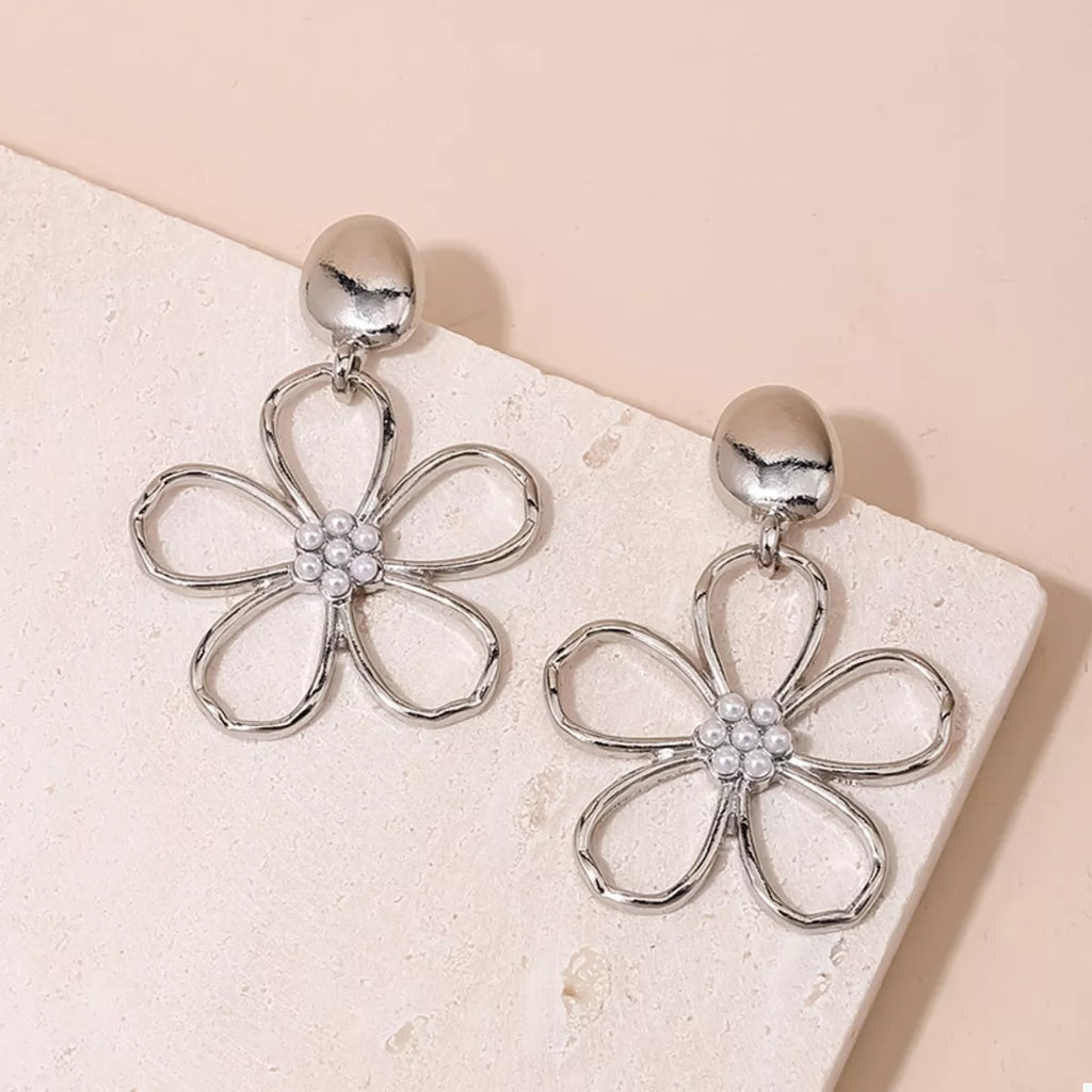 Alloy Flower Drop Earrings