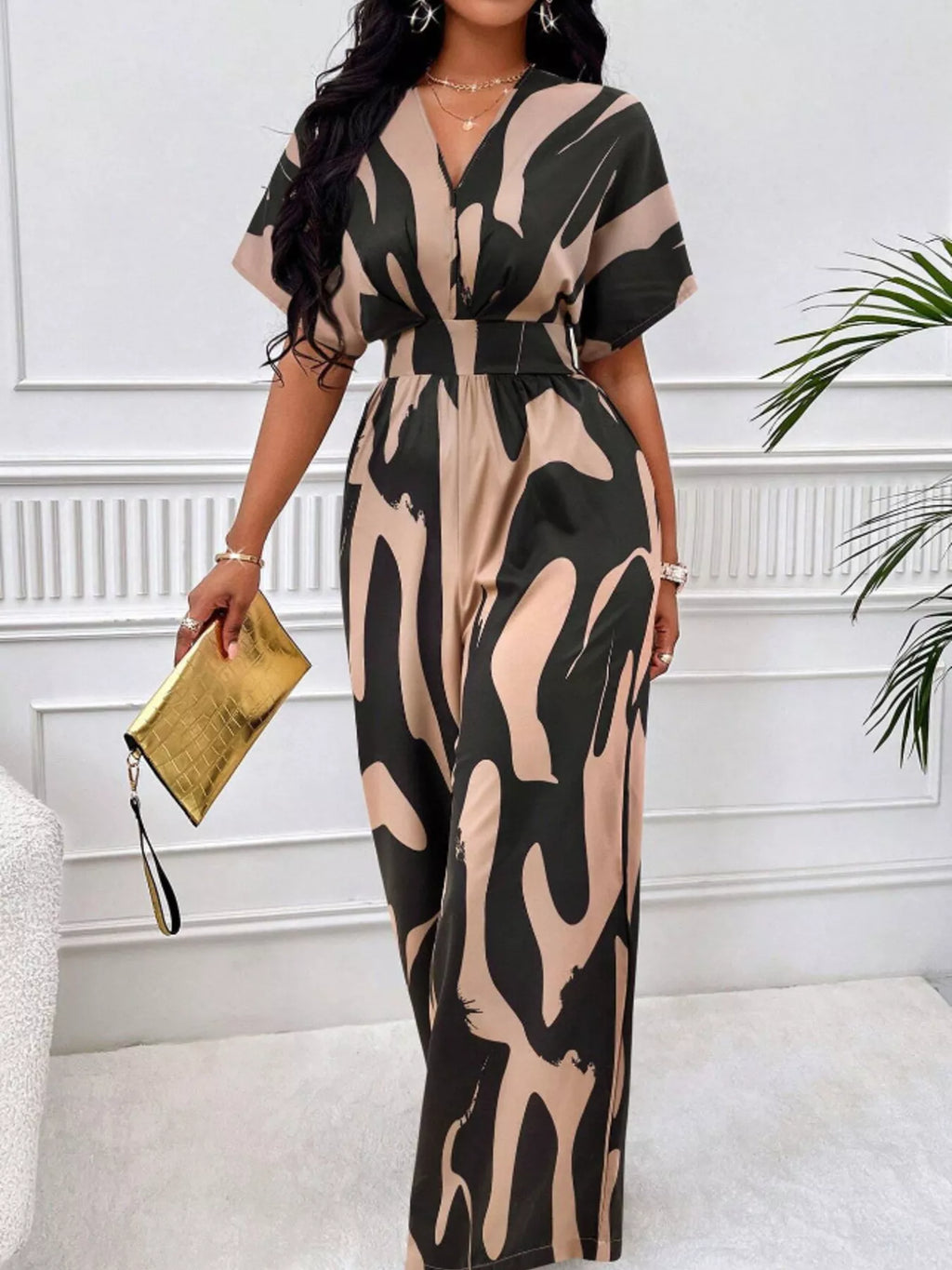 Abstract Print Wide-Leg Jumpsuit