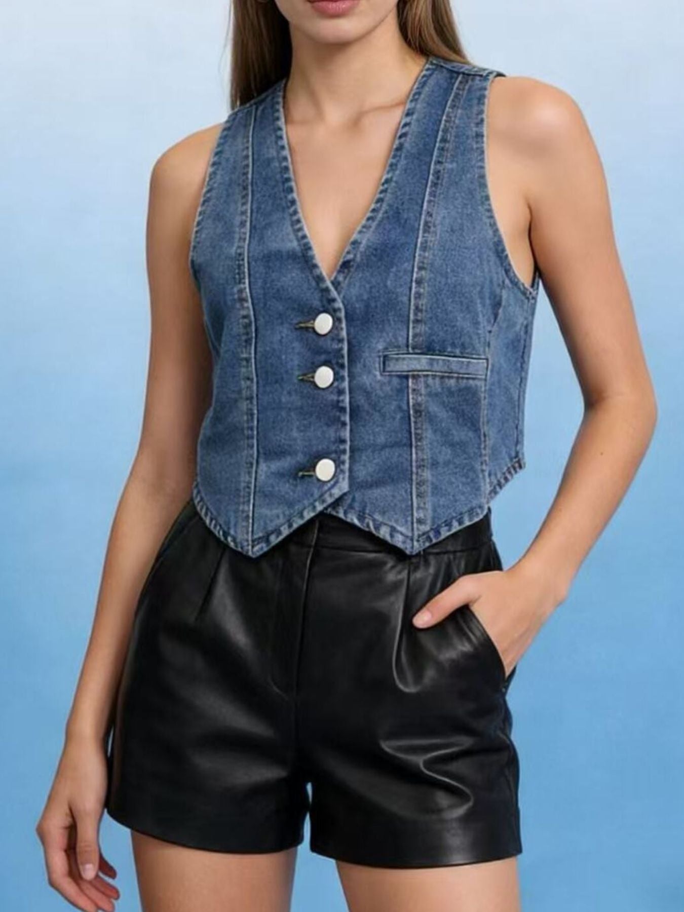 Button-Down Denim Vest