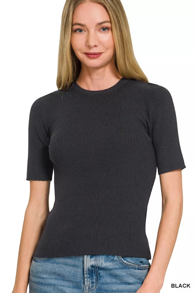 Zenana Viscose Ribbed Round Neck Sweater