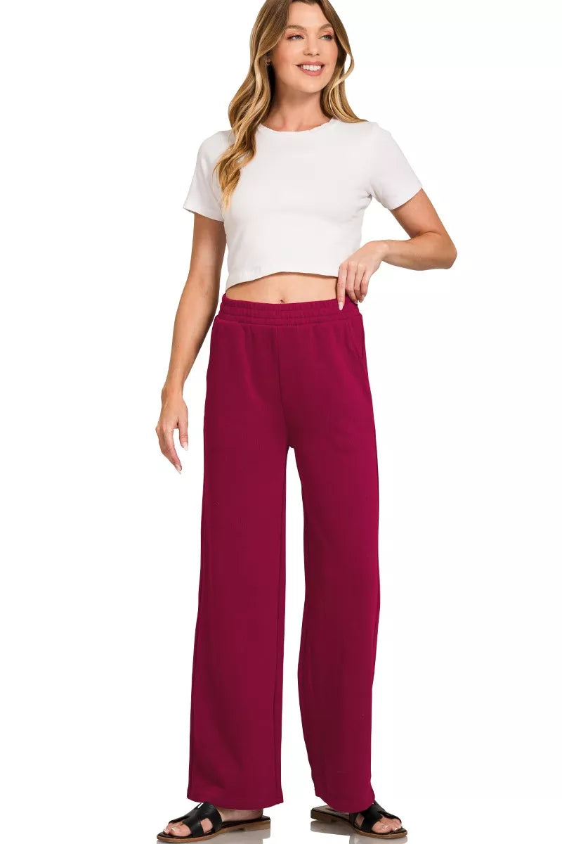 Zenana French Rib Pullover and Pants Set