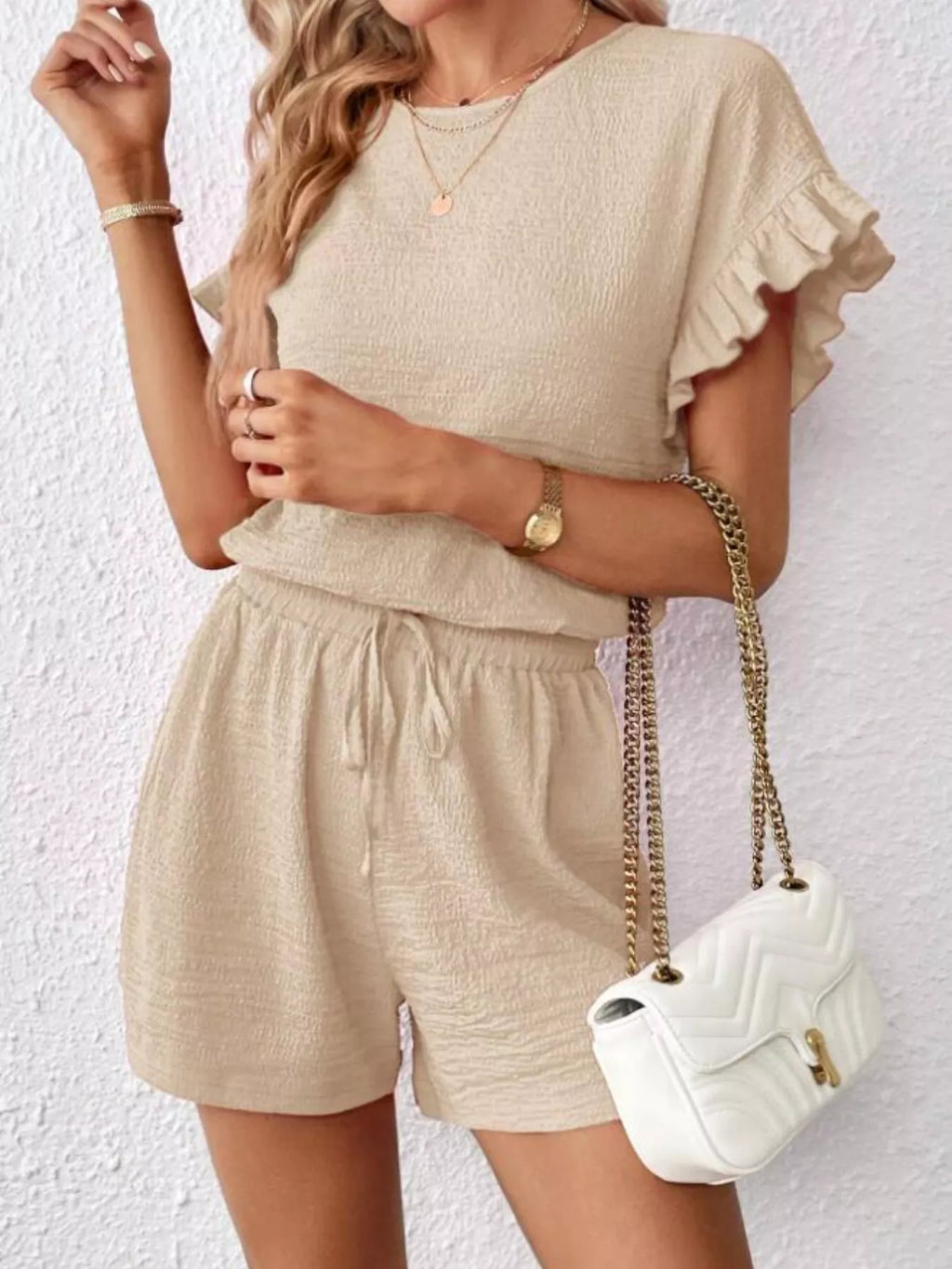 Round Neck Tee and Shorts Set