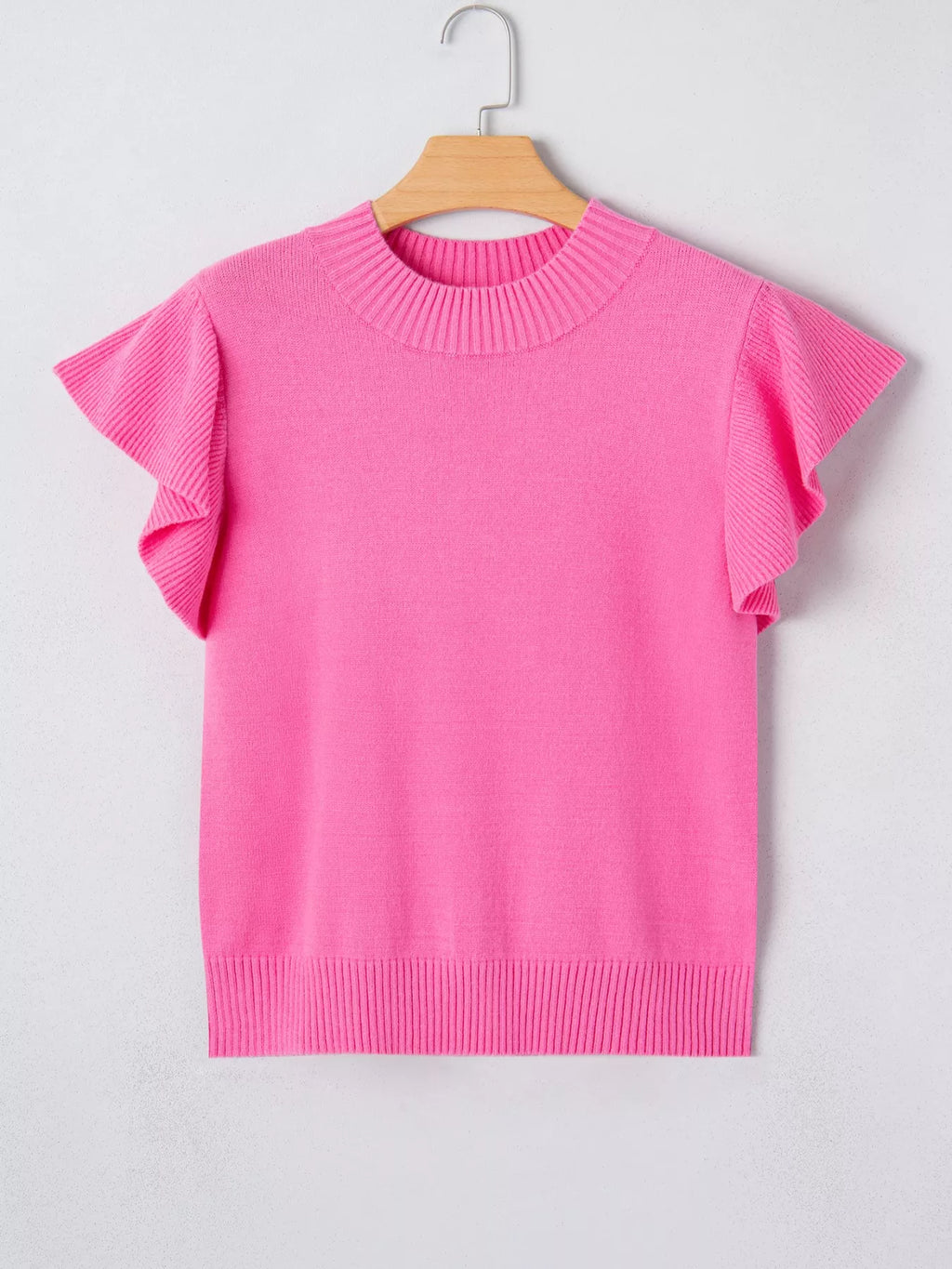 Ruffle Sleeve Round Neck Sweater