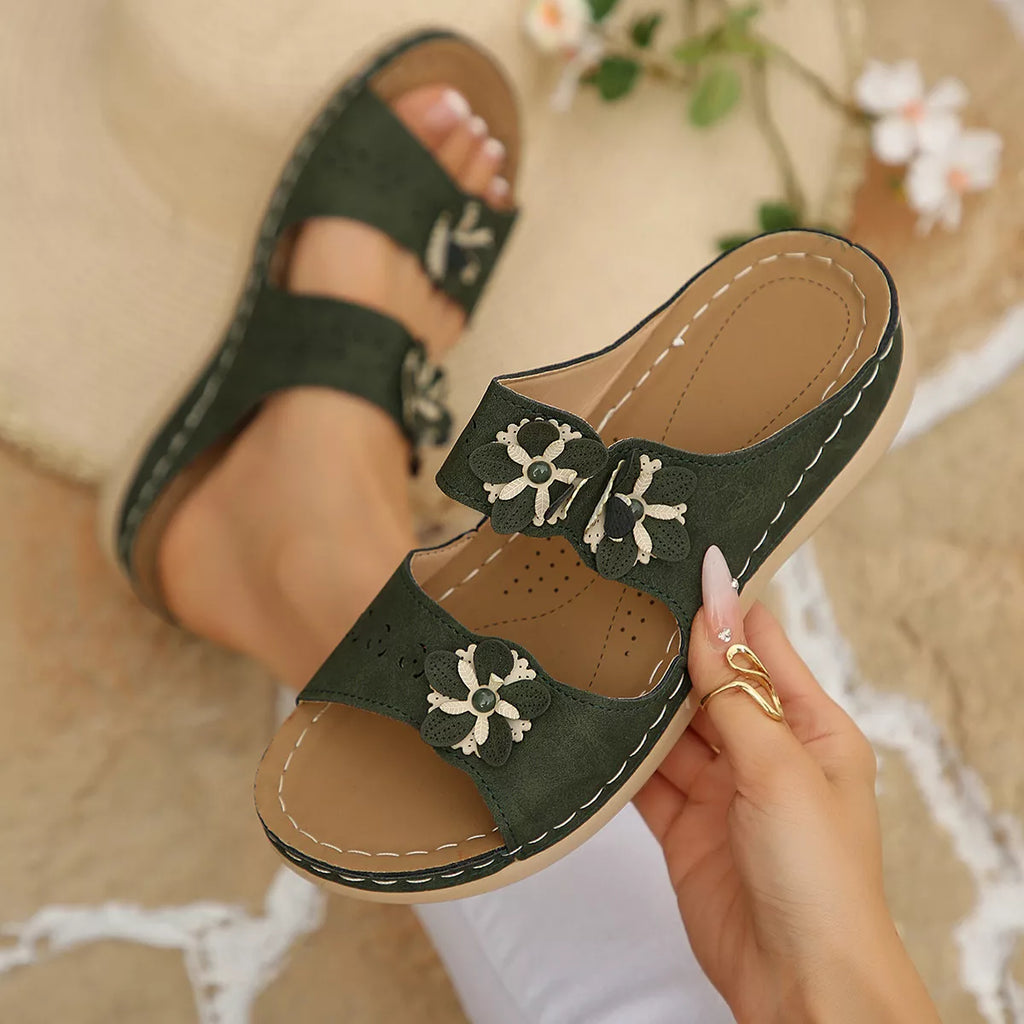 Floral Embellished Open Toe Sandals