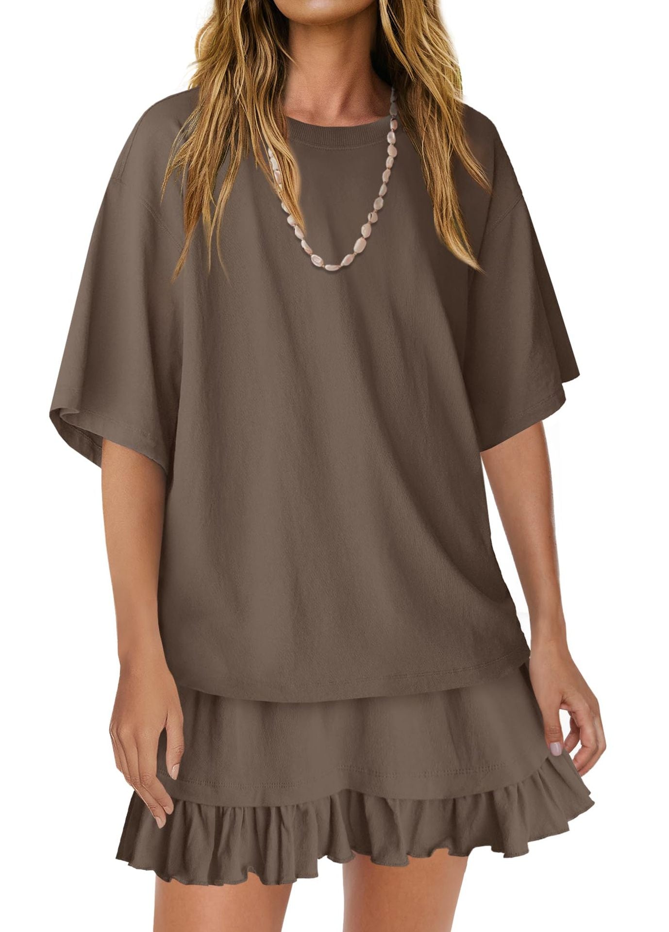 Round Neck Half Sleeve Tee and Skirt Set