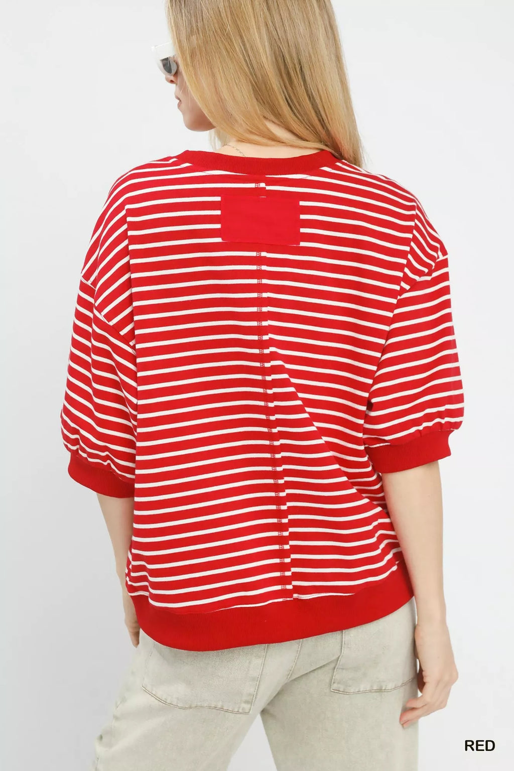 Umgee Striped Short Sleeve Pullover Top