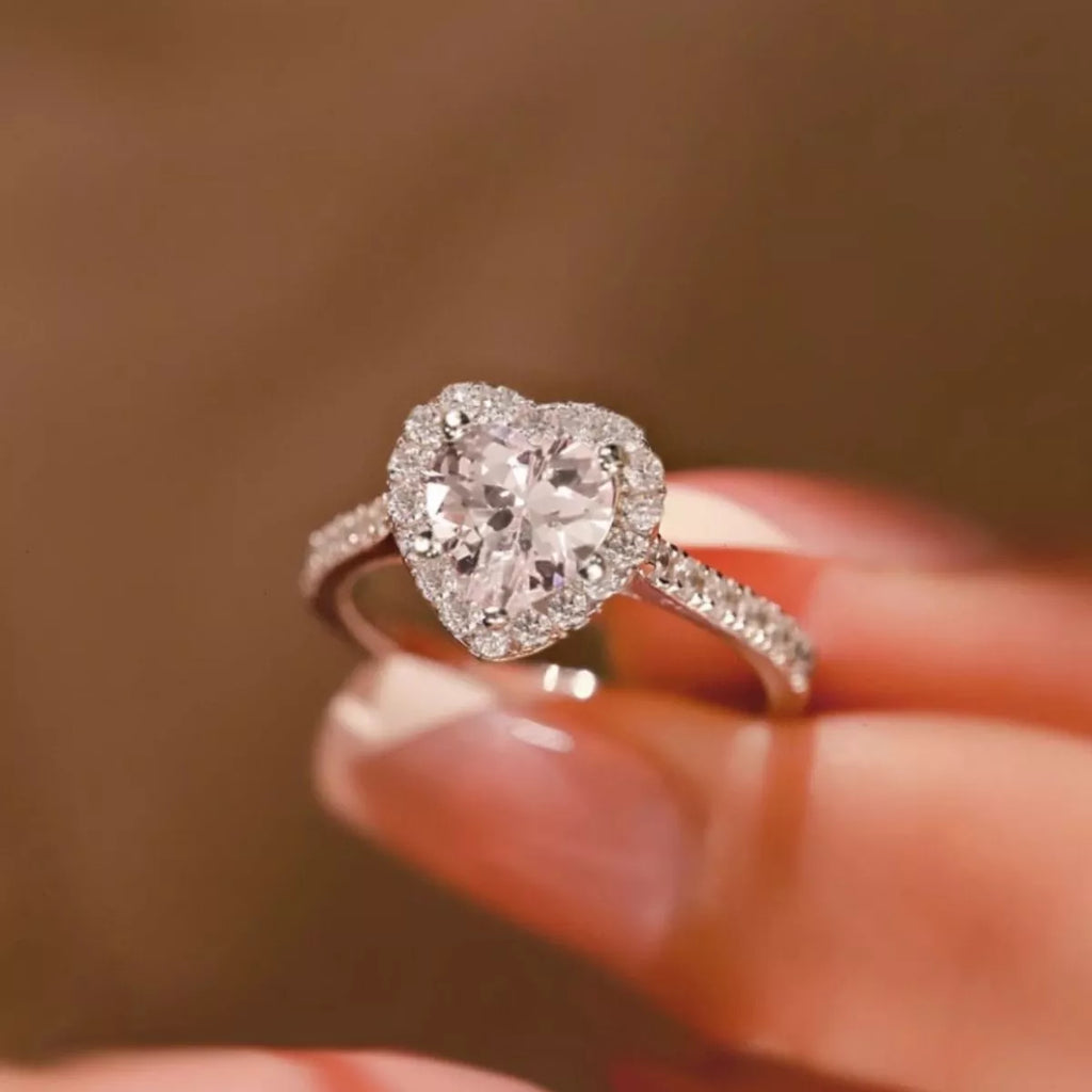 1 Carat Moissanite 925 Sterling Silver Heart Ring