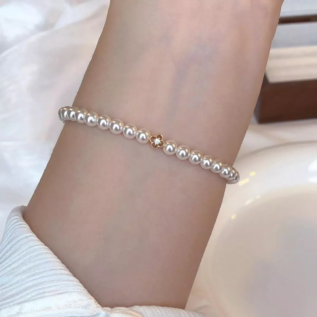 Floral Pearl Beaded Bracelet
