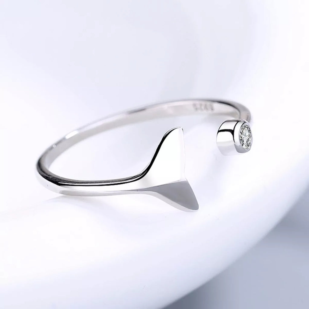 925 Sterling Silver Whale Tail Ring