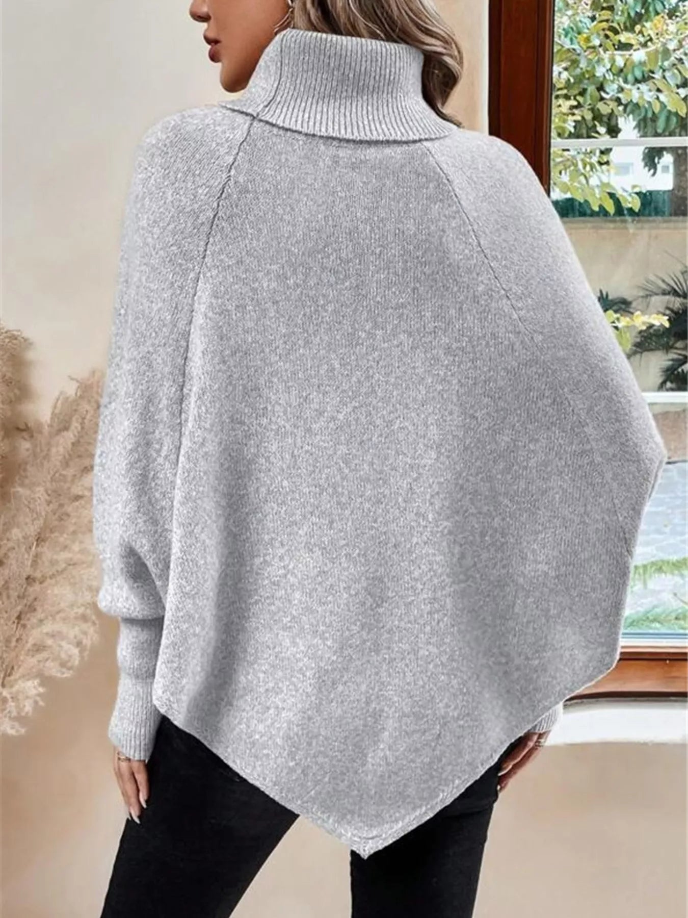 Cable Knit Turtleneck Cape Sweater