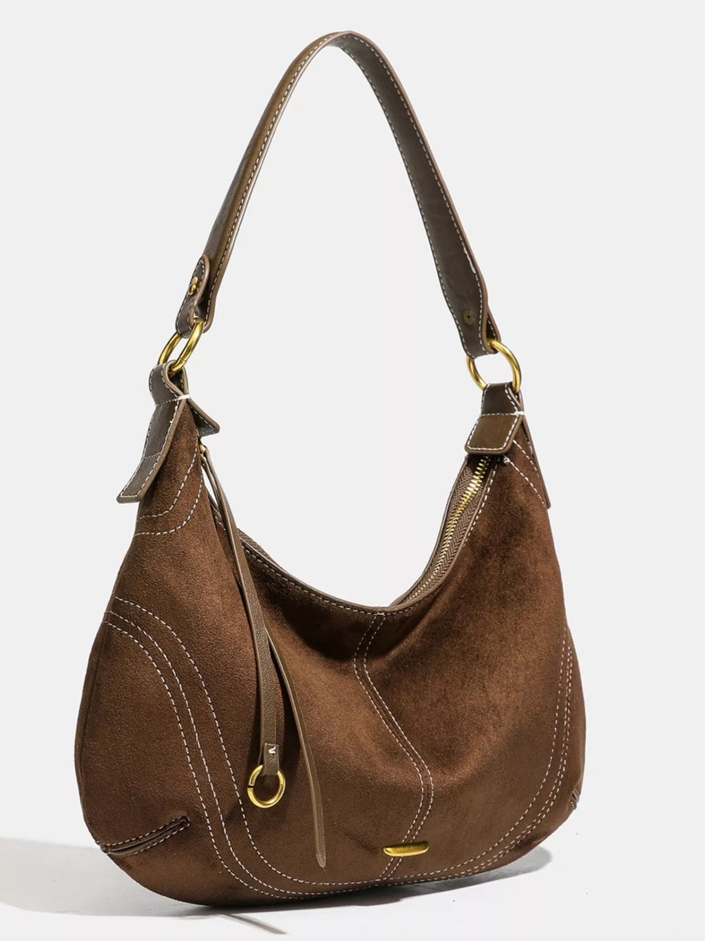 Vintage Suede Hobo Shoulder Bag