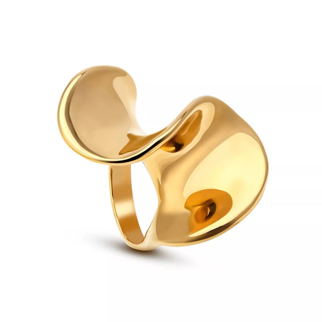 18K Gold-Plated Copper Geometric Sculptural Ring