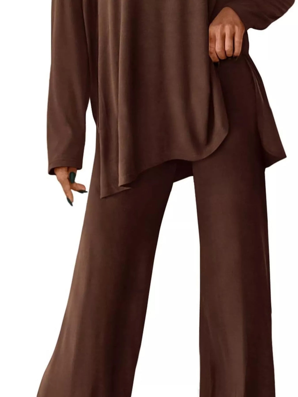 Casual Loose Long Sleeve Top and Wide Leg Pants Set