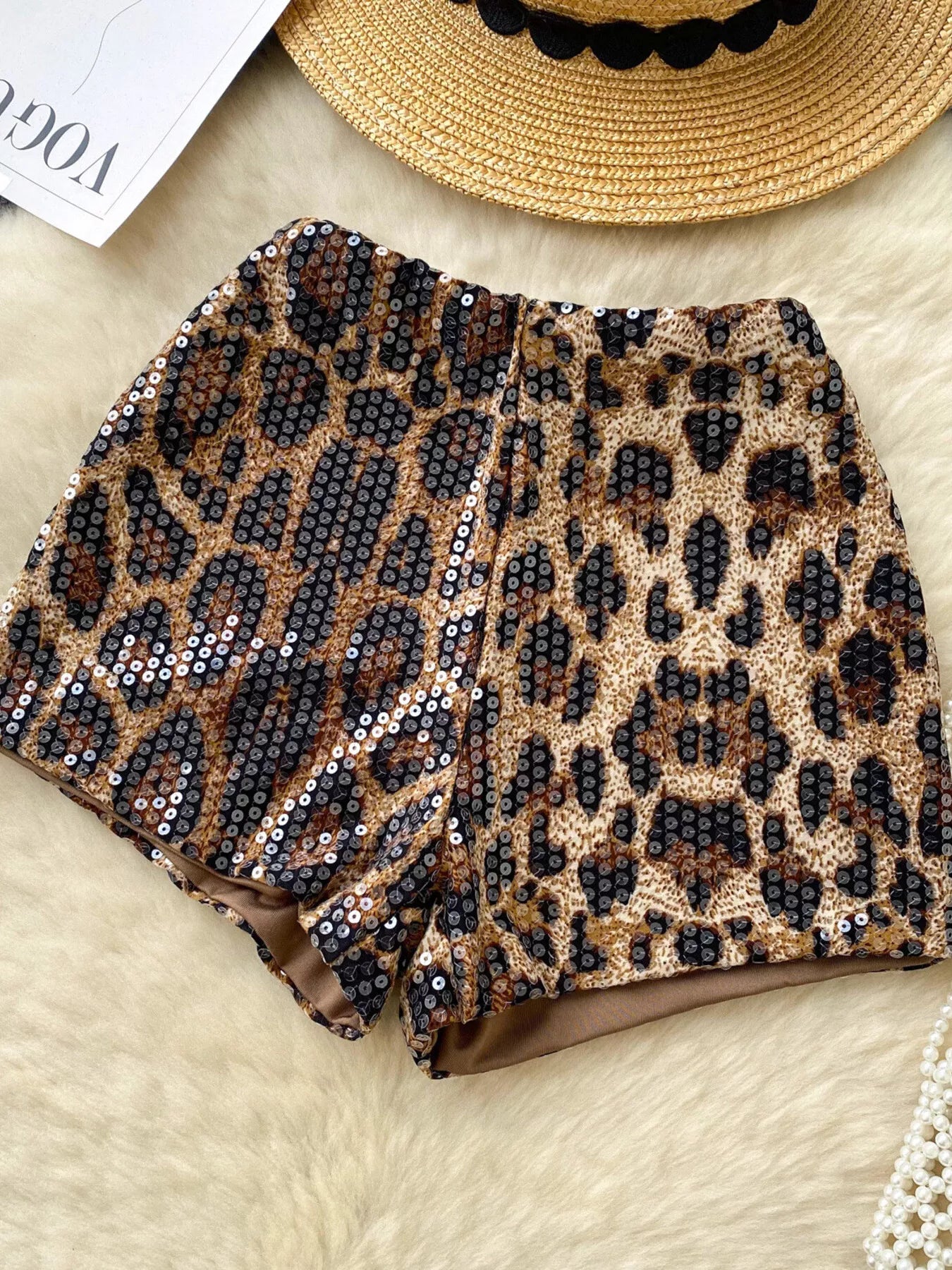 Sequin Leopard Shorts