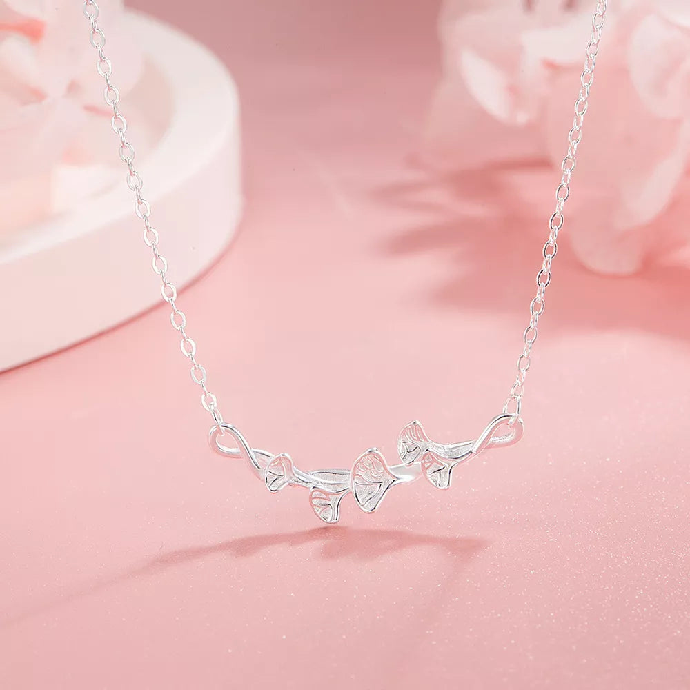 925 Sterling Silver Ginkgo Leaf Necklace