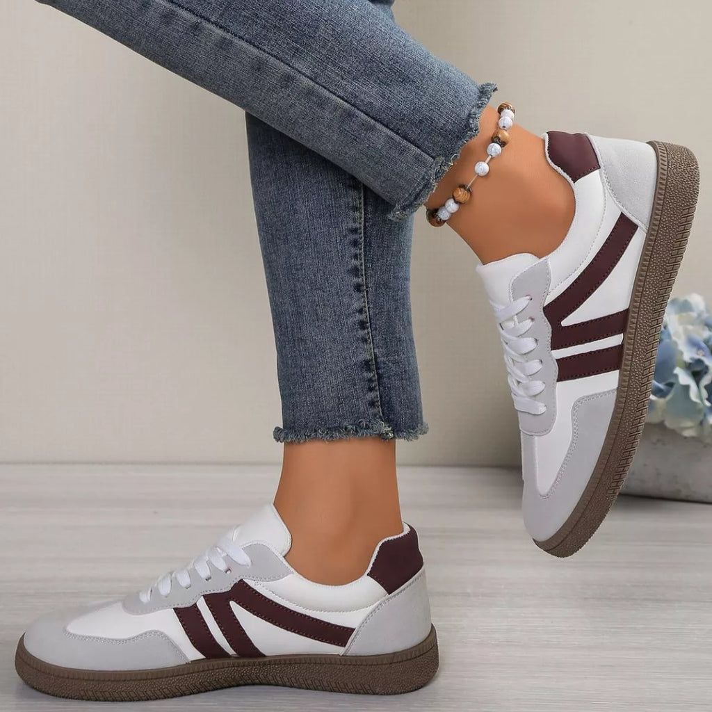 Striped Lace-Up Casual Sneakers