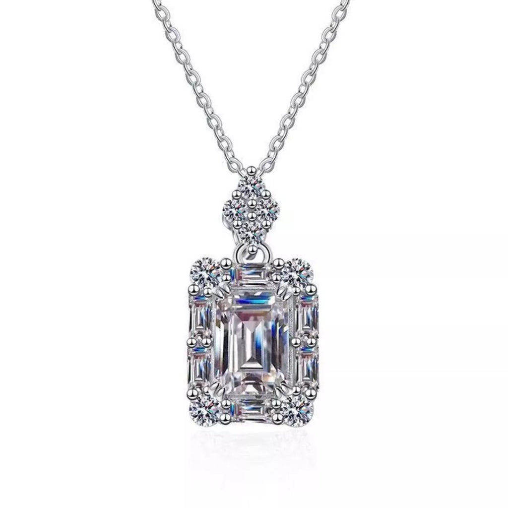 1 Carat 925 Sterling Silver Moissanite Pendant Necklace
