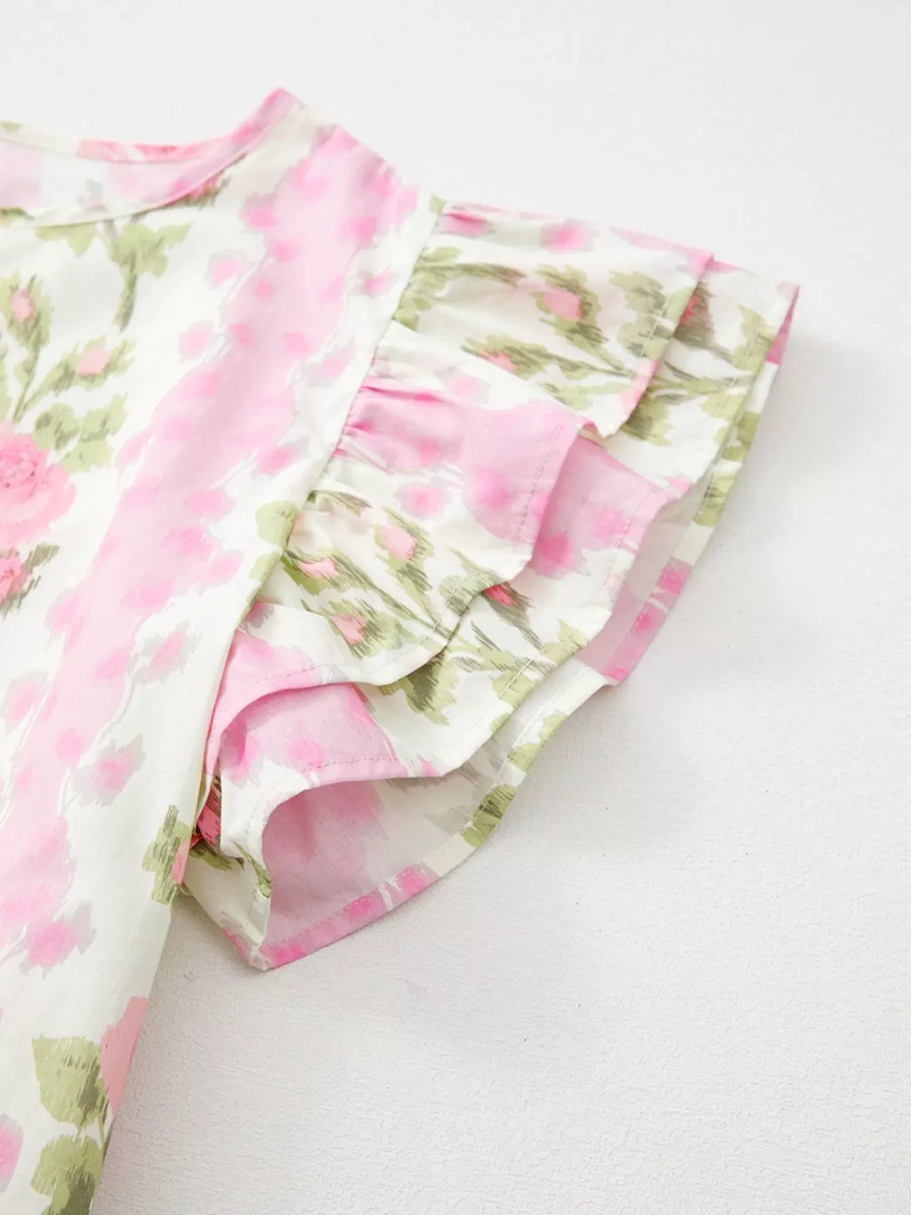 Floral Ruffle Sleeve Blouse