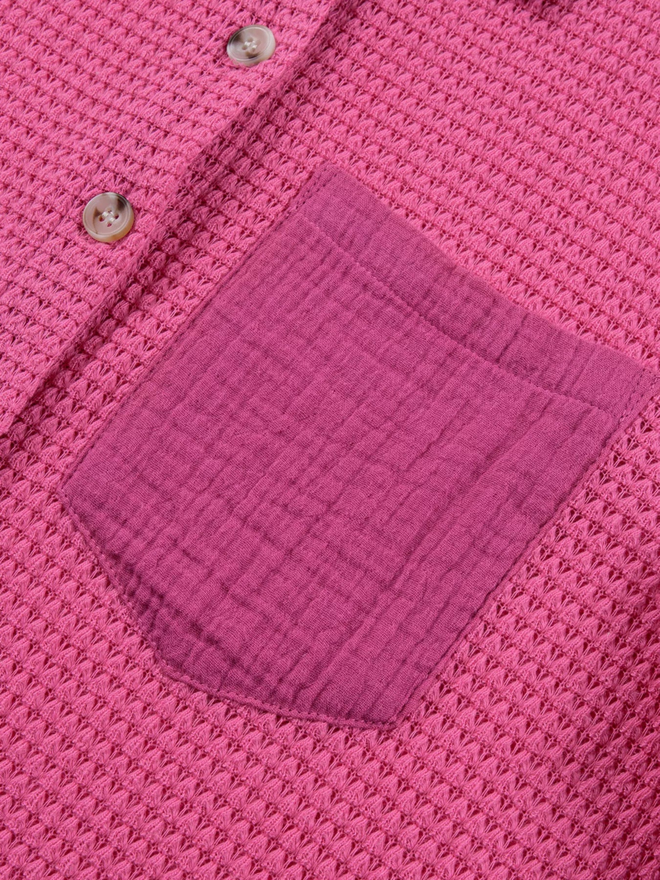 Gauze Waffle Button Down Short Sleeve Shirt