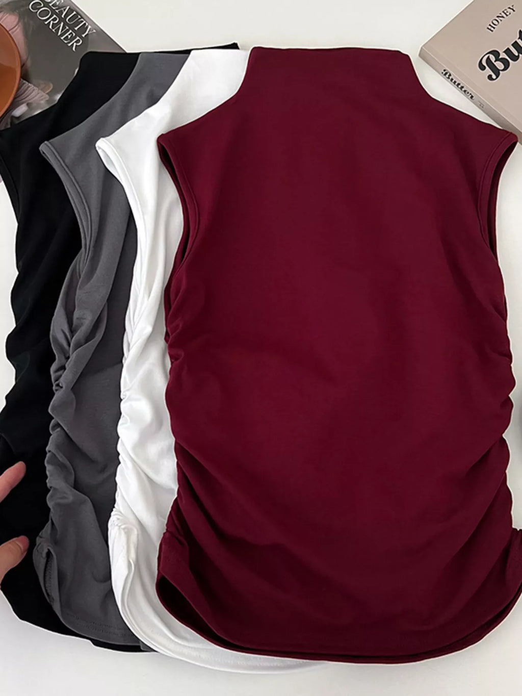Ruched Mock Neck Tank