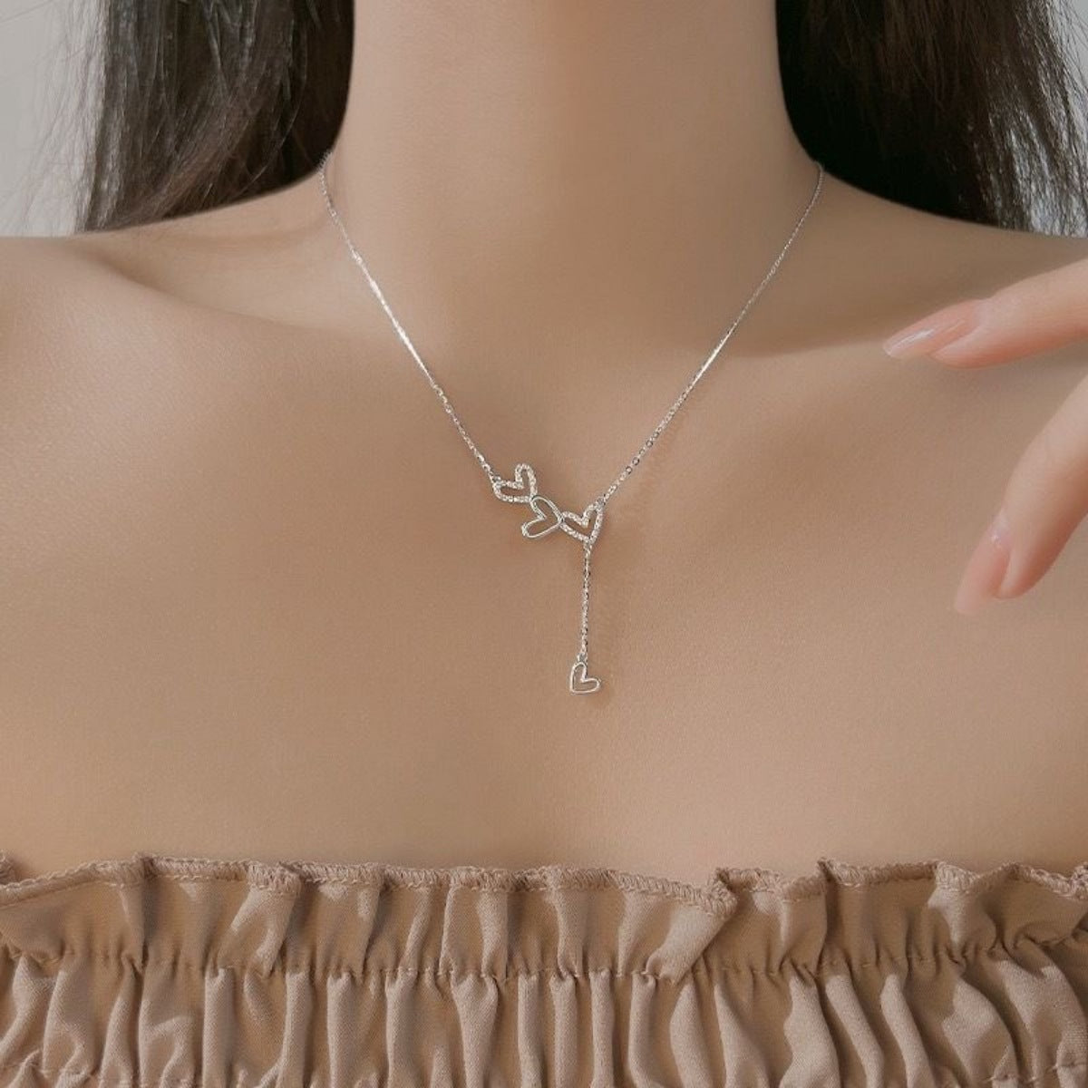 925 Sterling Silver Heart Y-Necklace
