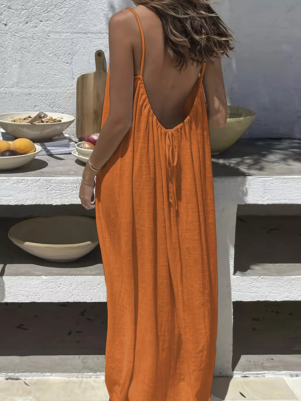 Backless Spaghetti Strap Maxi Dress