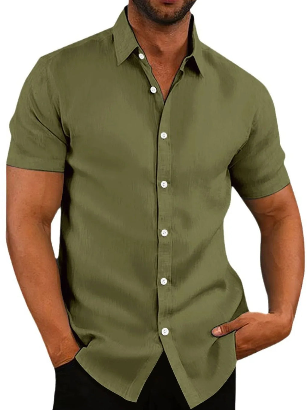 Men's Full Size Button Up Short Sleeve Shirt Plus Size