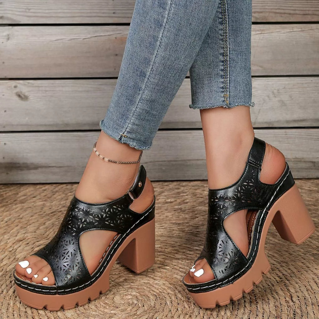 Open Toe Block Heels Sandals