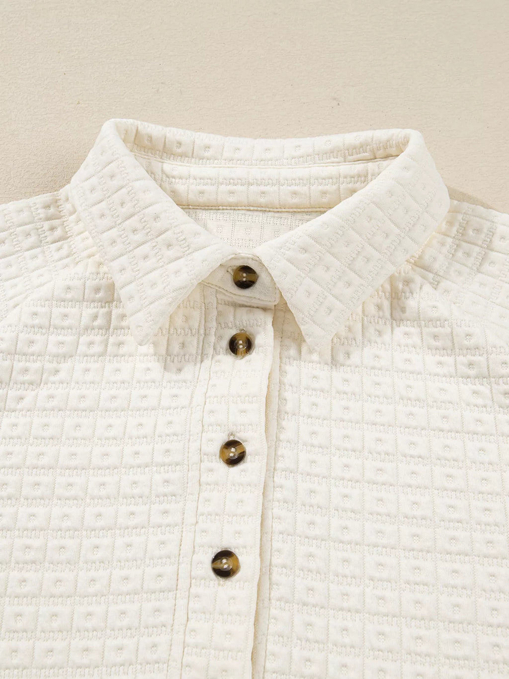 Textured Half Button Collared Sweatshirt