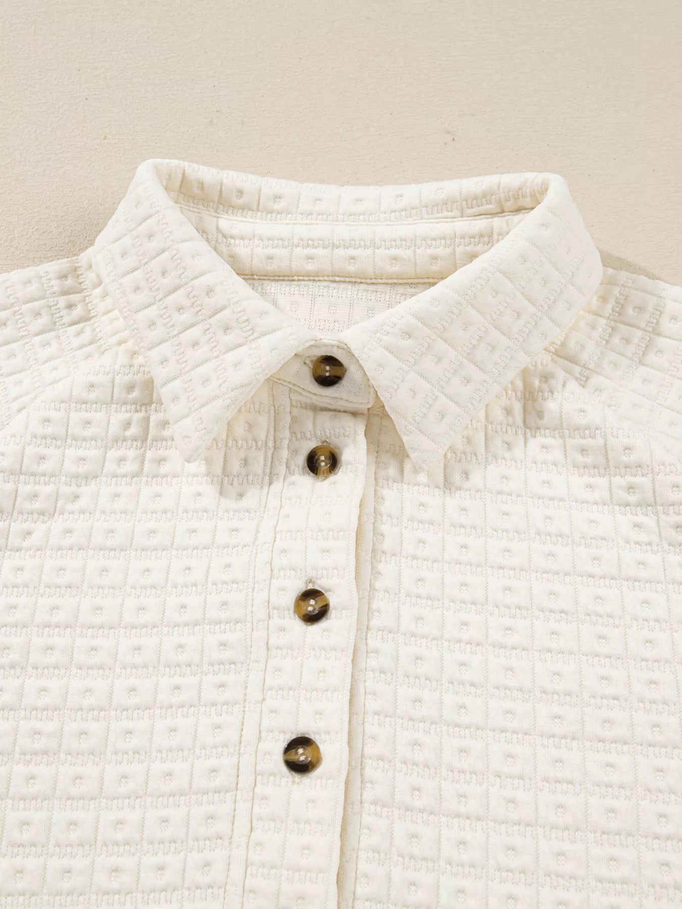 Textured Half Button Collared Sweatshirt