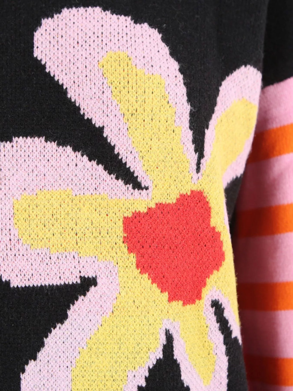 Floral Striped Crew Neck Sweater