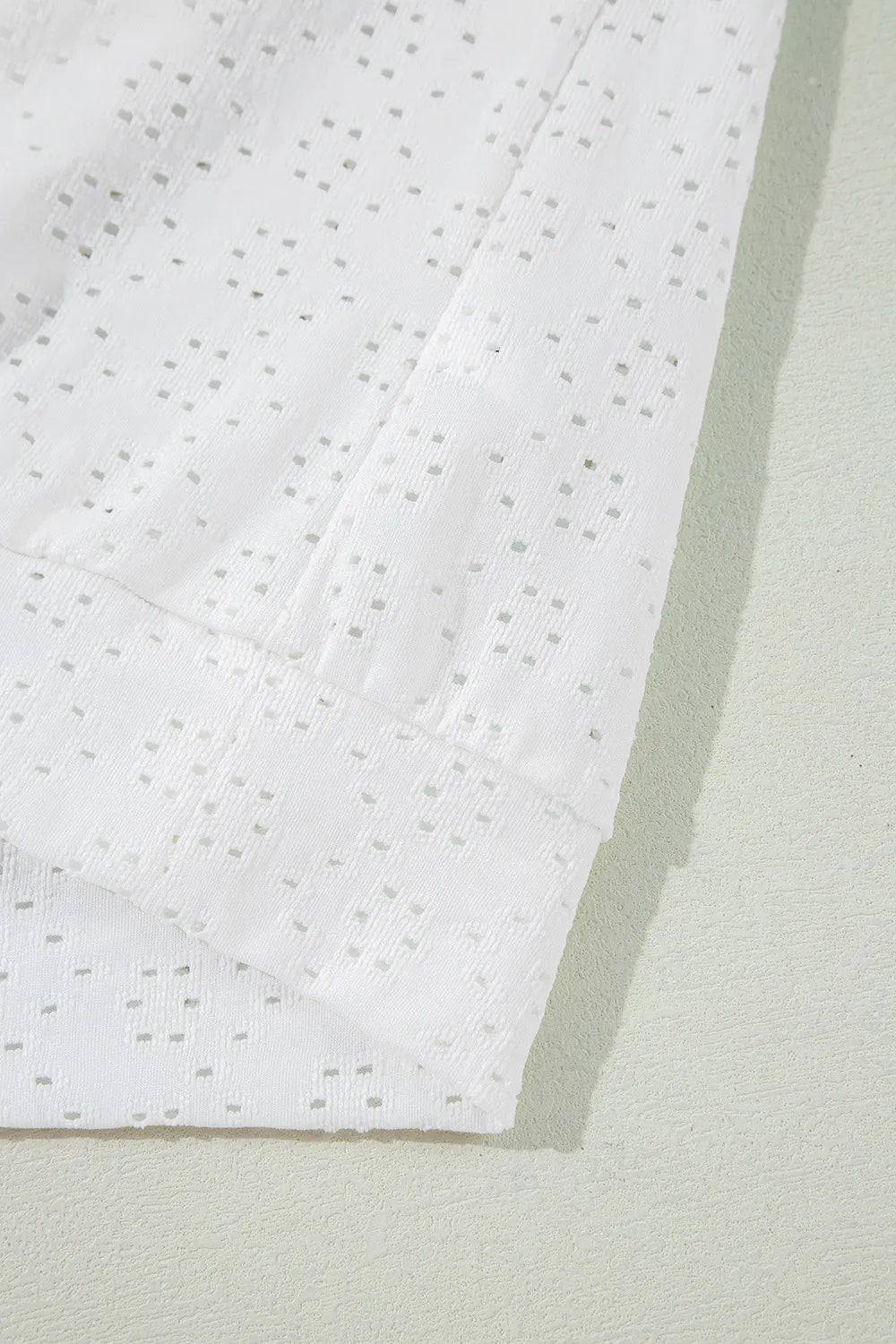 Eyelet Pattern Boat Neck Casual Tee