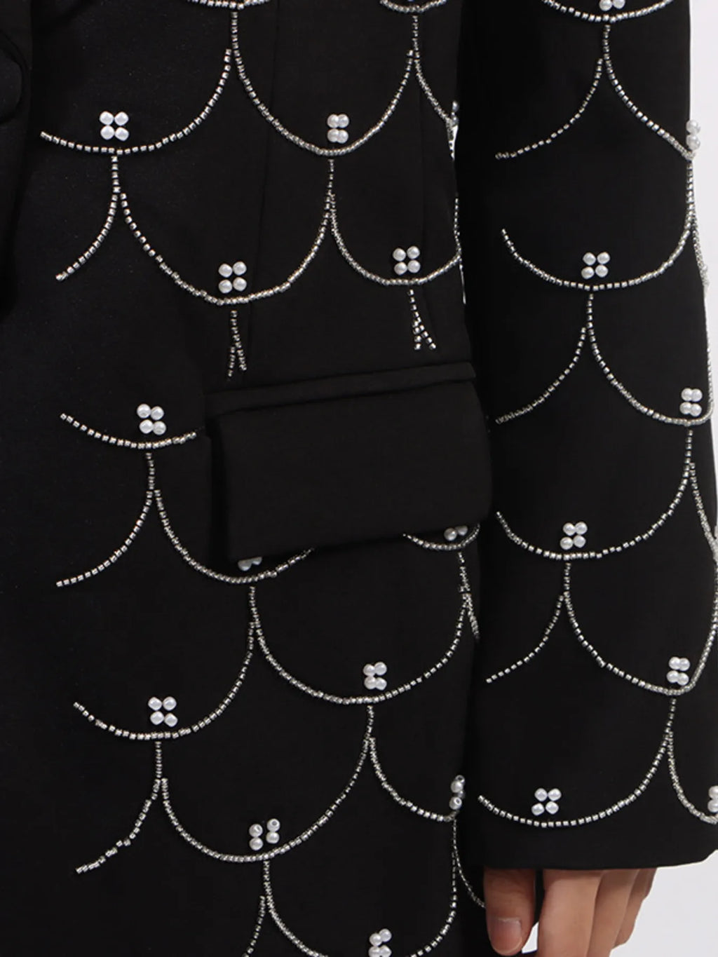 Pearl Detail Long Sleeve Blazer