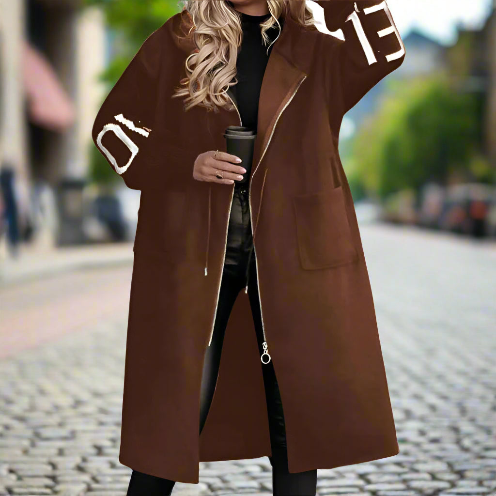 Women’s Letter Print Hooded Coat