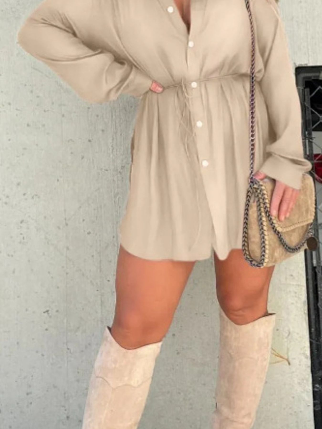 Full Size Button-Down Mini Shirt Dress Plus Size
