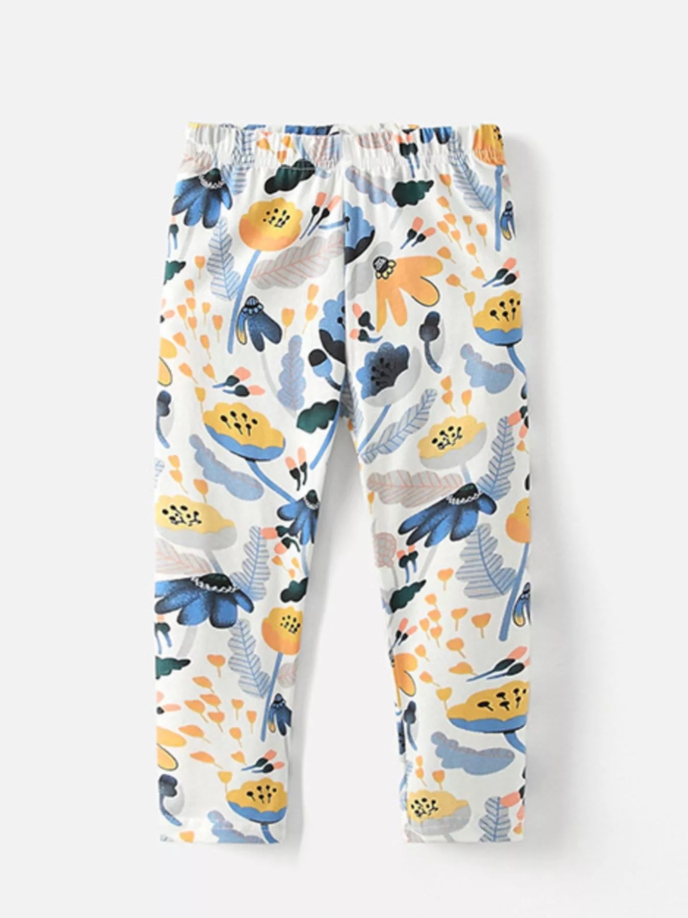 Children's Floral Print Elastic Waist Pants