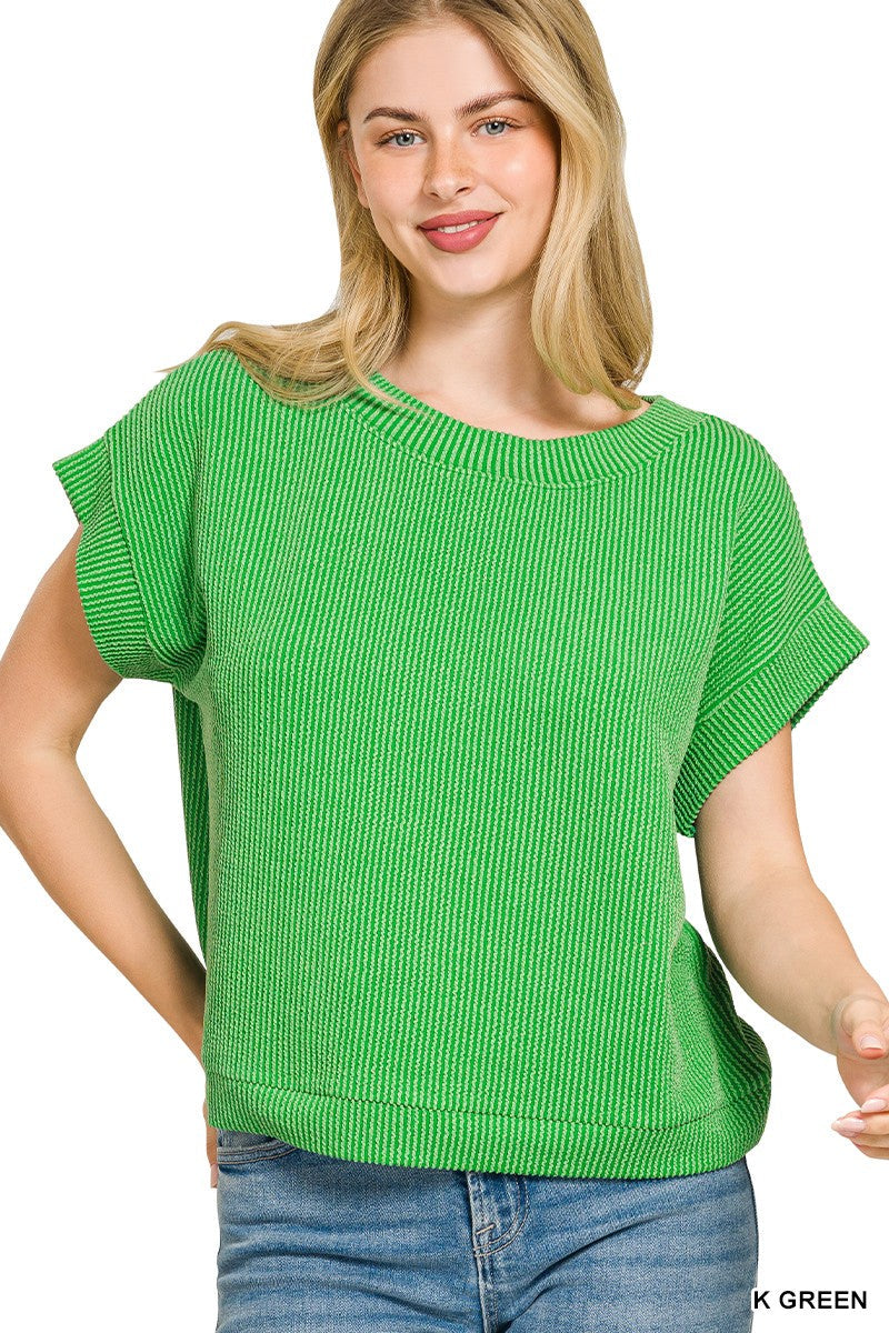 Zenana Raised Rib Cap Sleeve Top