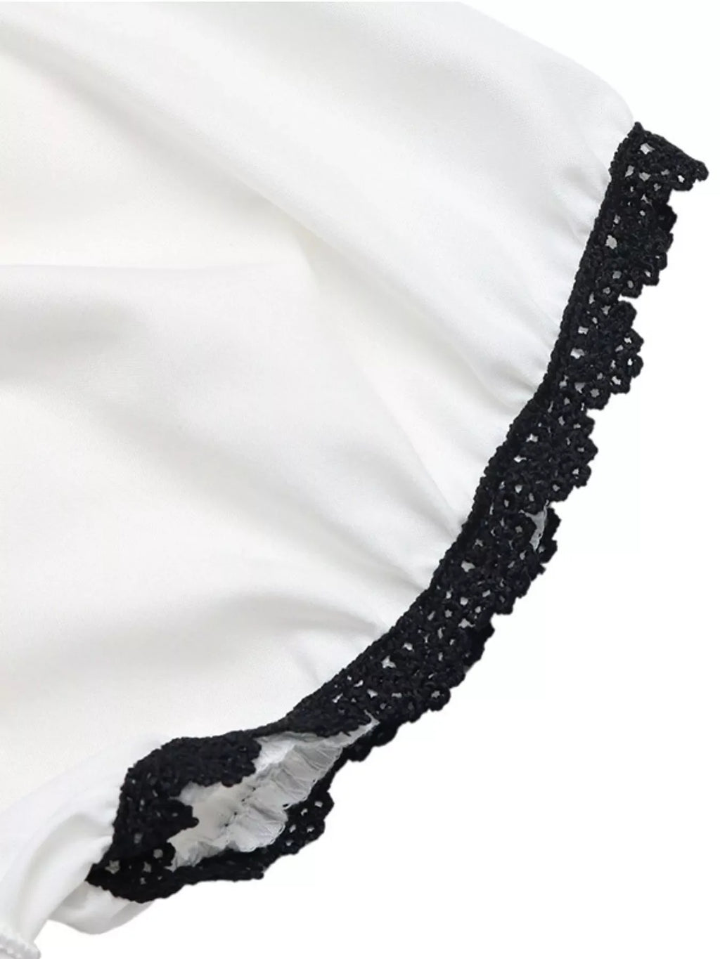Lace Trim Bowknot Short Sleeve Blouse
