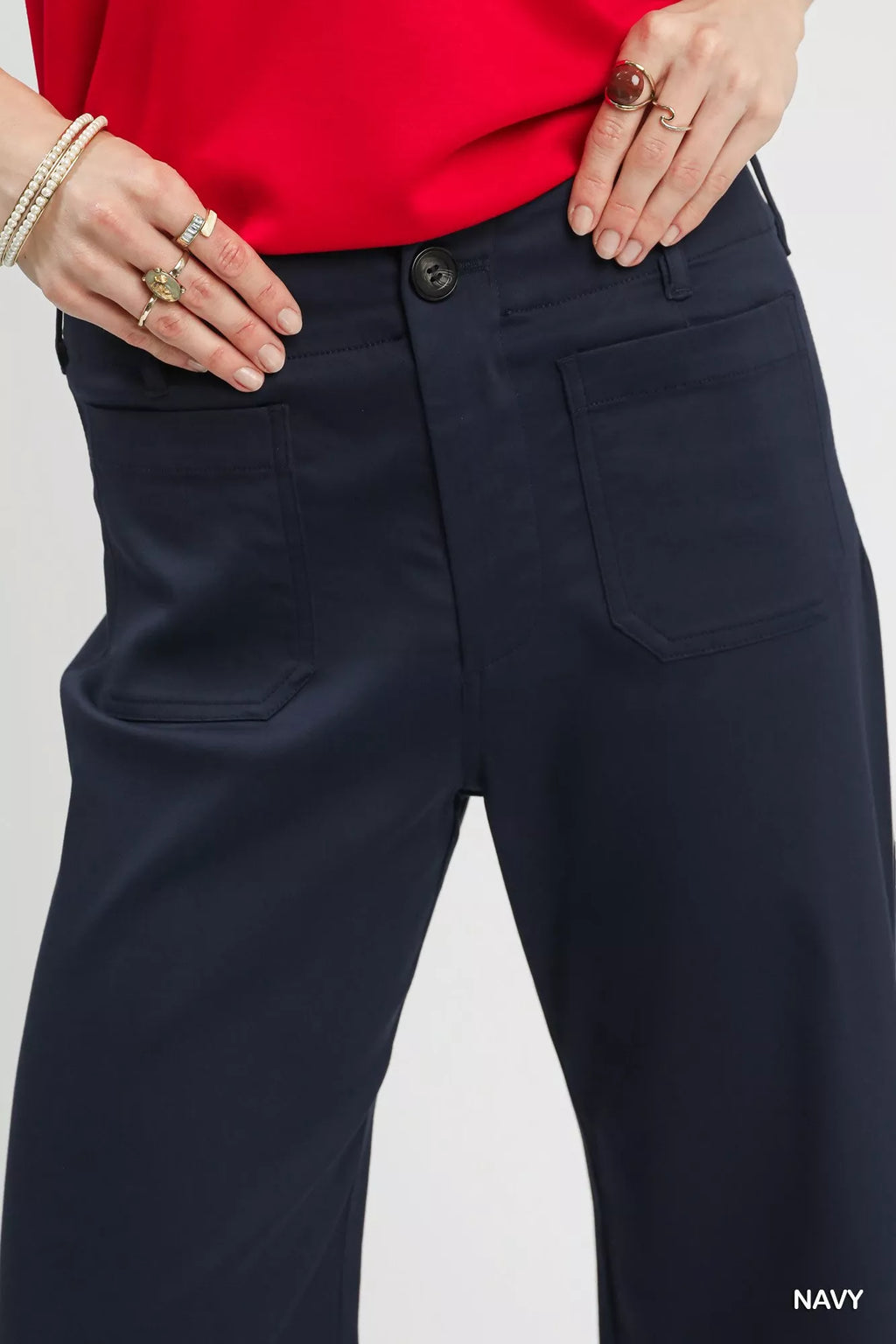 Umgee Scallop Hem Wide Leg Pants