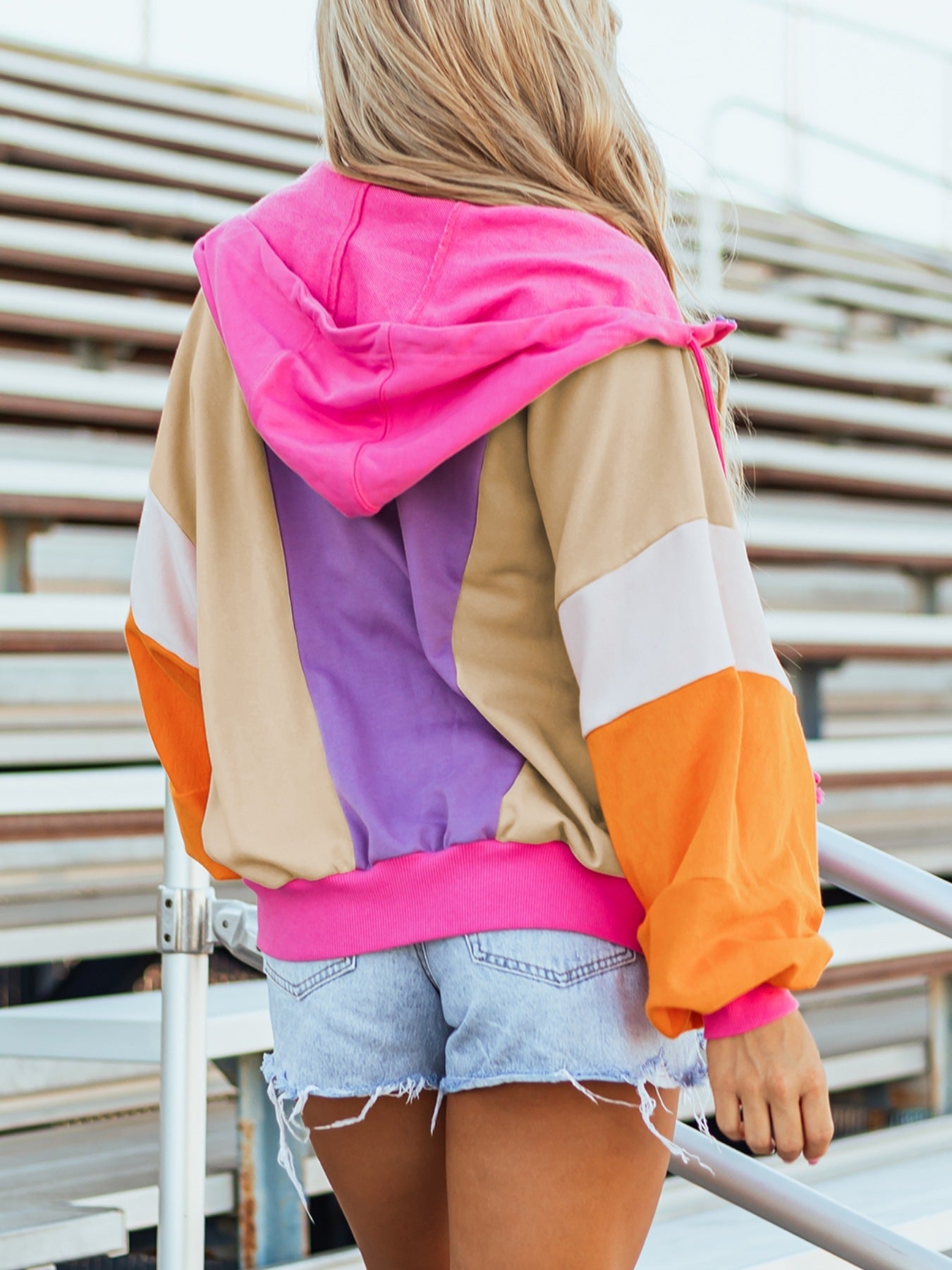 Color Block Zip-Up Hoodie